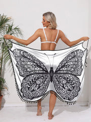 Tassel Butterfly Spaghetti Strap Cover Up - Wellen Fashion