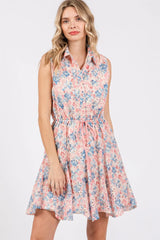 GeeGee Full Size Floral Eyelet Sleeveless Mini Dress - Wellen Fashion