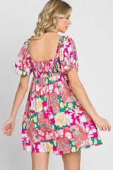 GeeGee Floral Ruff Sleeve Mini Dress - Wellen Fashion