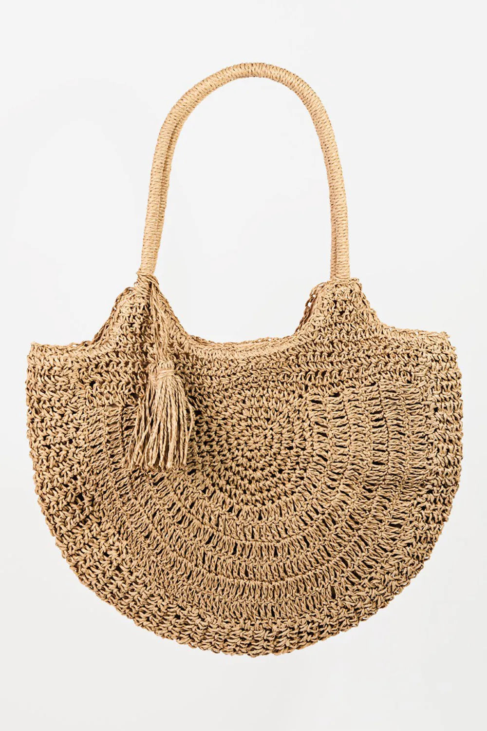 Fame Straw Braided Tote Bag with Tassel - Wellen Fashion