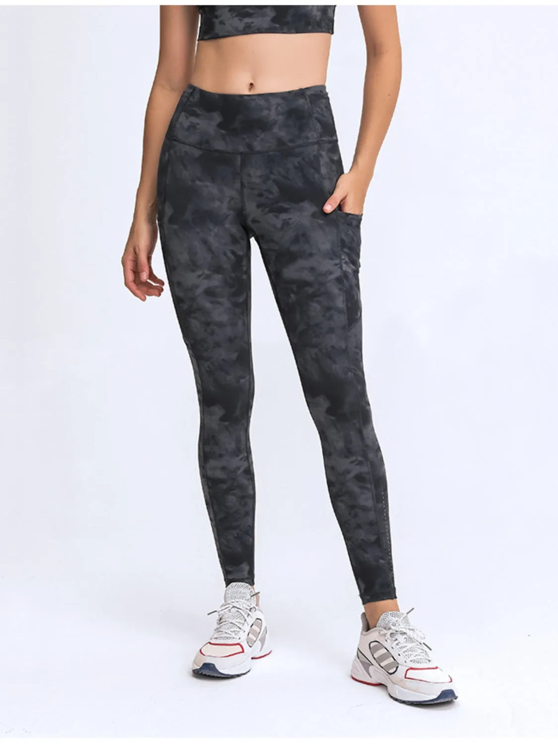 Millennia Wide Waistband Leggings with Pockets - Wellen Fashion