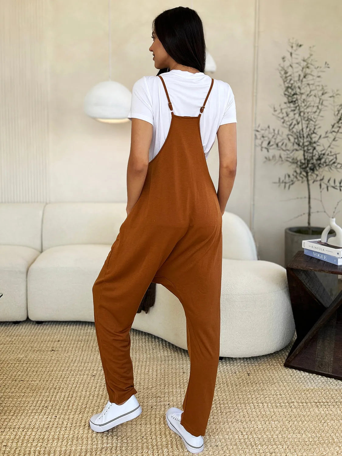 Double Take Full Size Sleeveless V-Neck Pocketed Jumpsuit - Wellen Fashion