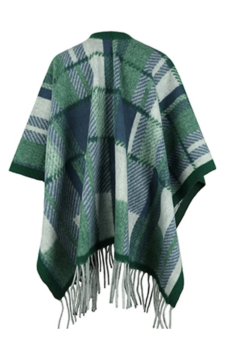 Cloak Sleeve Fringe Detail Poncho - Wellen Fashion