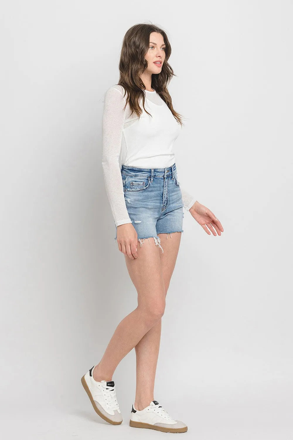 Vervet by Flying Monkey High Rise Denim Shorts - Wellen Fashion