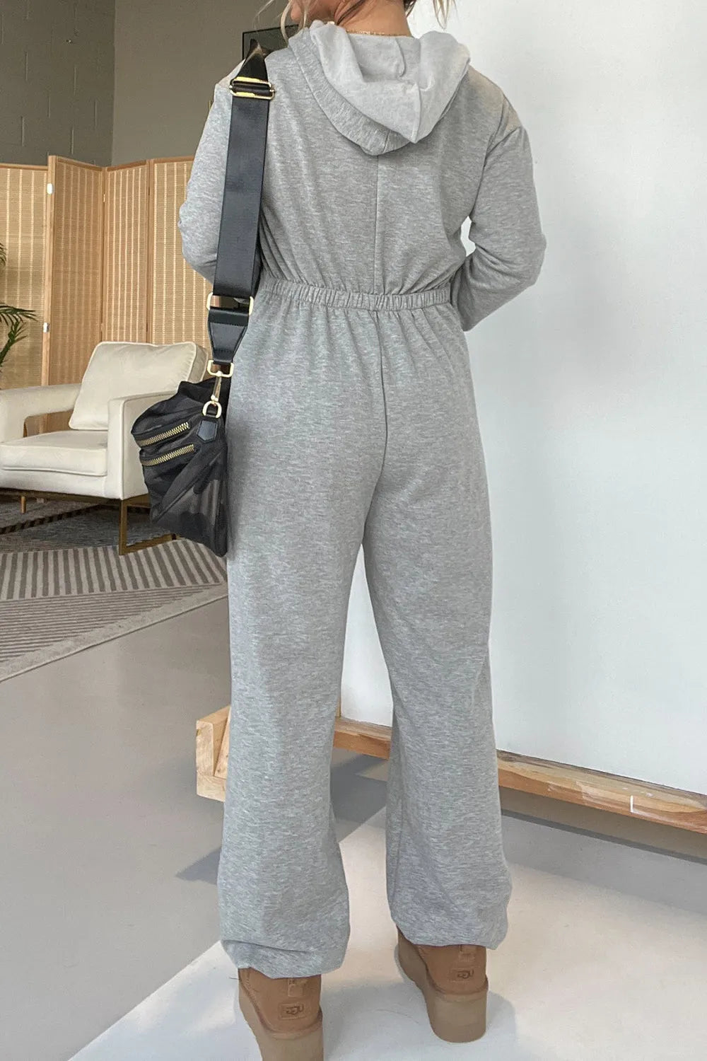 Full Size Drawstring Long Sleeve Jumpsuit - Wellen Fashion