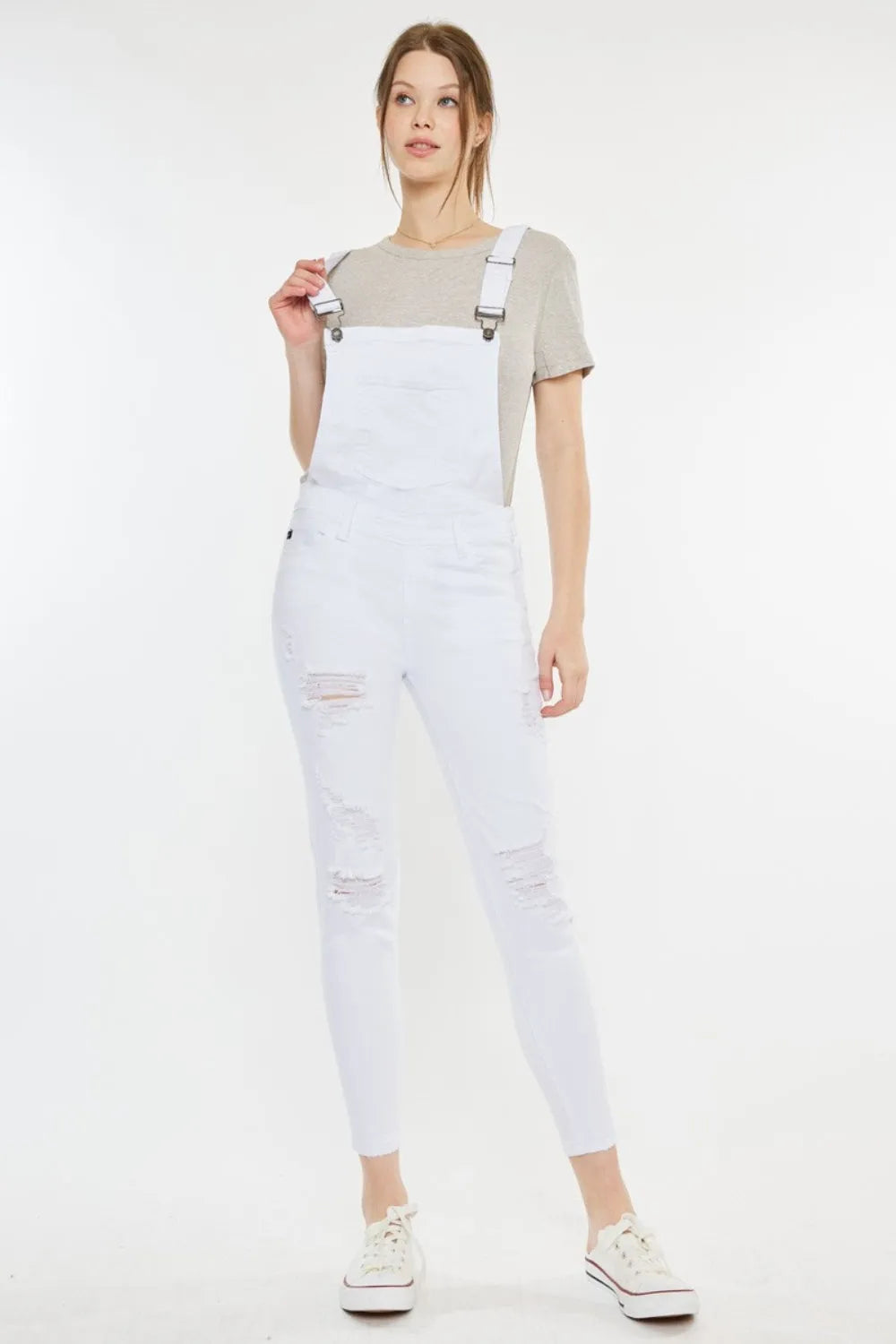 Kancan Distressed Skinny Denim Overalls - Wellen Fashion