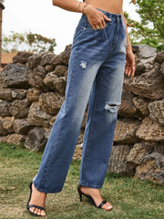 Distressed Jeans with Pockets - Wellen Fashion