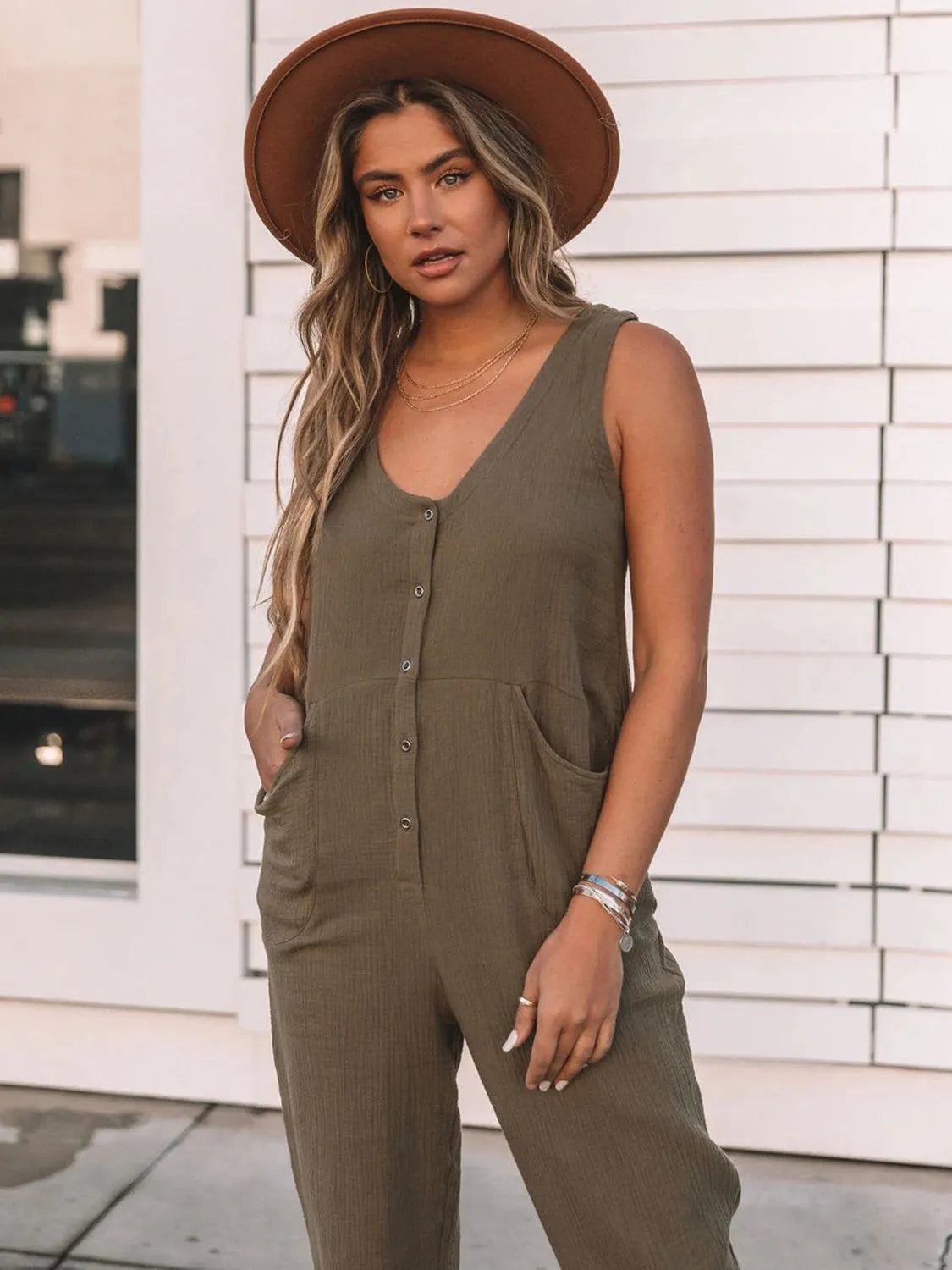 Full Size Scoop Neck Wide Strap Jumpsuit - Wellen Fashion