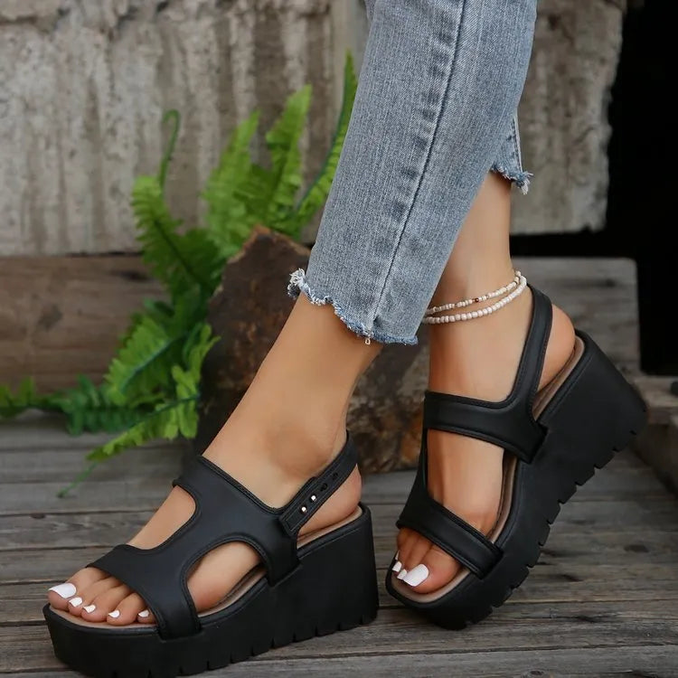 Open Toe Wedge Sandals - Wellen Fashion