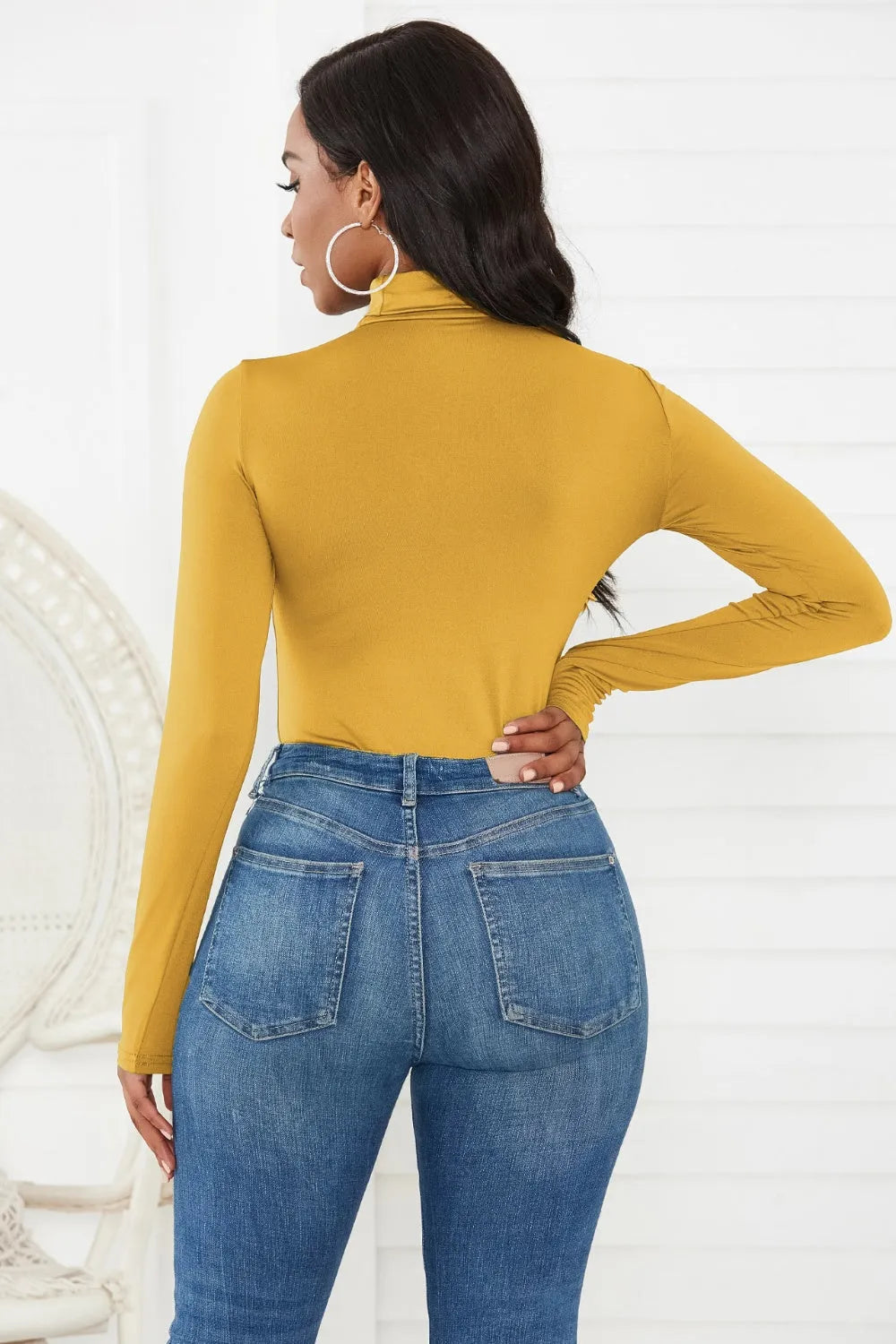 Turtleneck Long Sleeve Bodysuit - Wellen Fashion