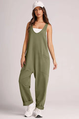 Wide Strap Jumpsuit with Pockets - Wellen Fashion