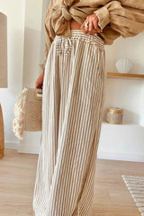 Plus Size Striped Wide Leg Pants - Wellen Fashion