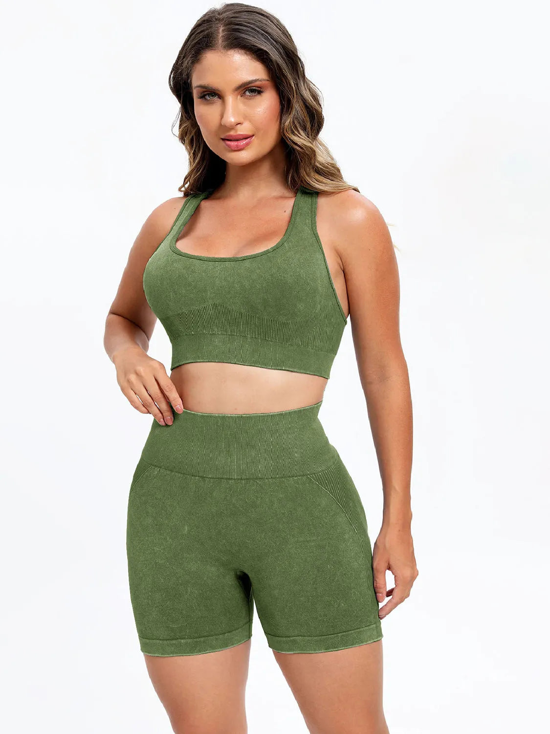 Scoop Neck Wide Strap Top and Shorts Active Set - Wellen Fashion