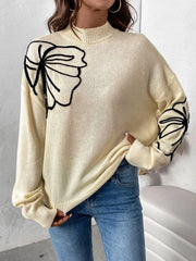 Perfee Mock Neck Dropped Shoulder Long Sleeve Sweater - Wellen Fashion