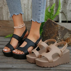 Open Toe Wedge Sandals - Wellen Fashion