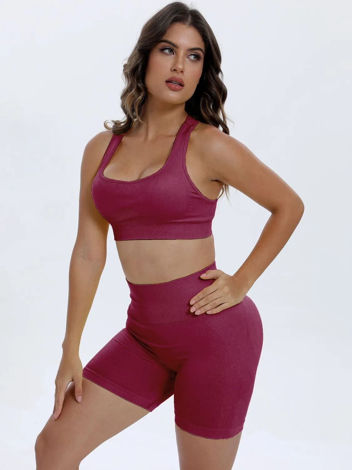 Scoop Neck Wide Strap Top and Shorts Active Set - Wellen Fashion