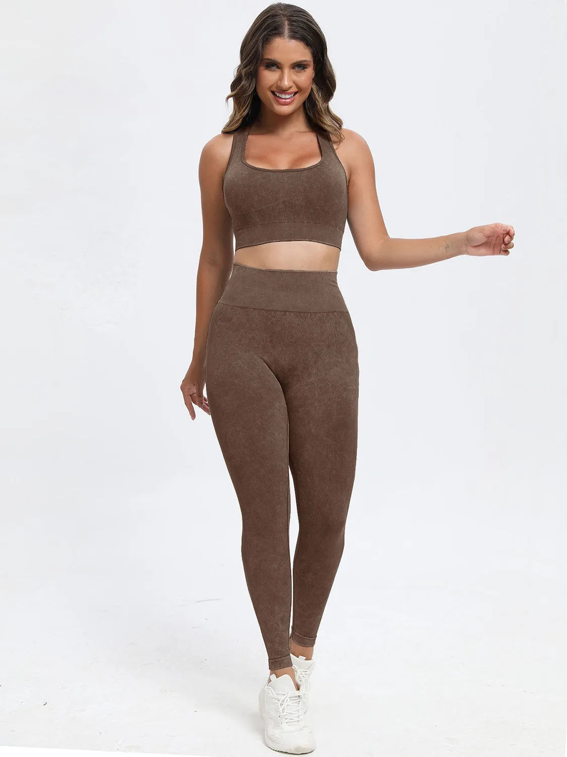 Scoop Neck Wide Strap Top and Pants Active Set - Wellen Fashion