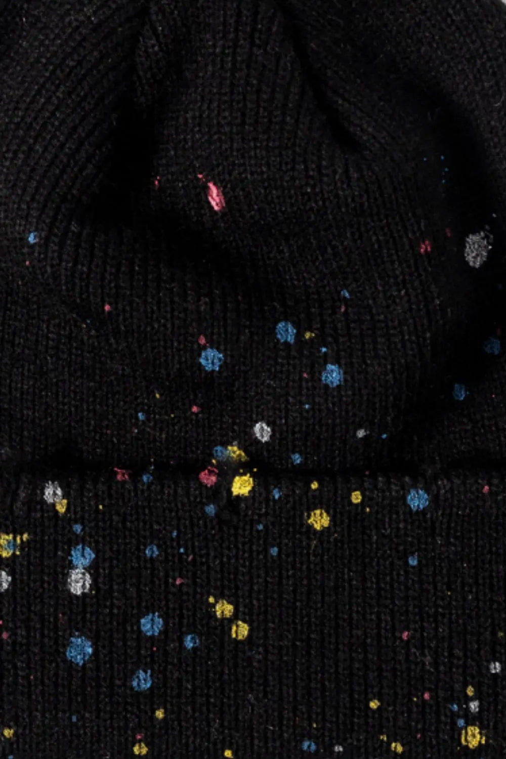 Confetti Rib-Knit Cuff Beanie - Wellen Fashion