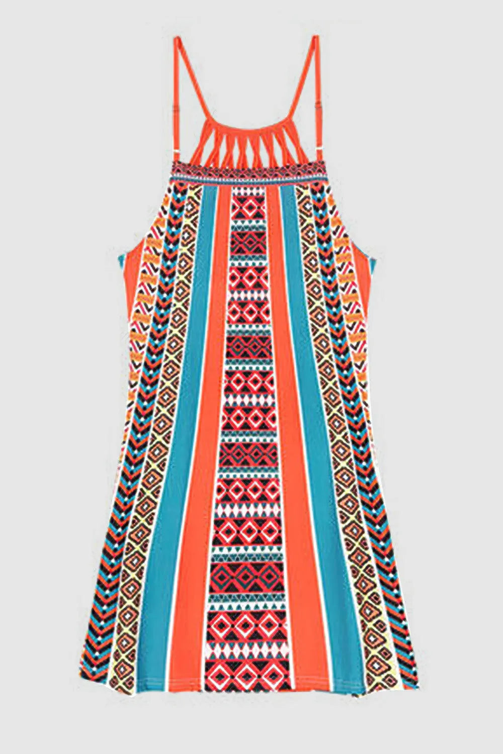 Printed Grecian Neck Mini Dress - Wellen Fashion