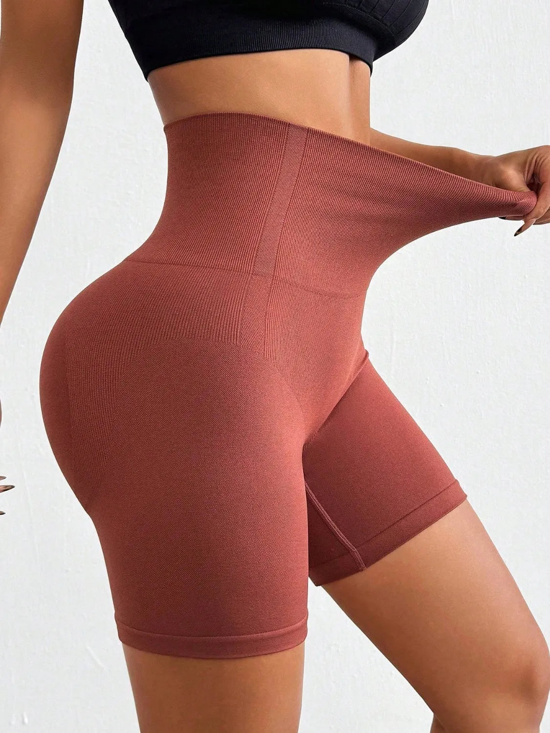 Seamless High Waist Active Shorts - Wellen Fashion