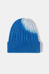 Contrast Tie-Dye Cable-Knit Cuffed Beanie - Wellen Fashion