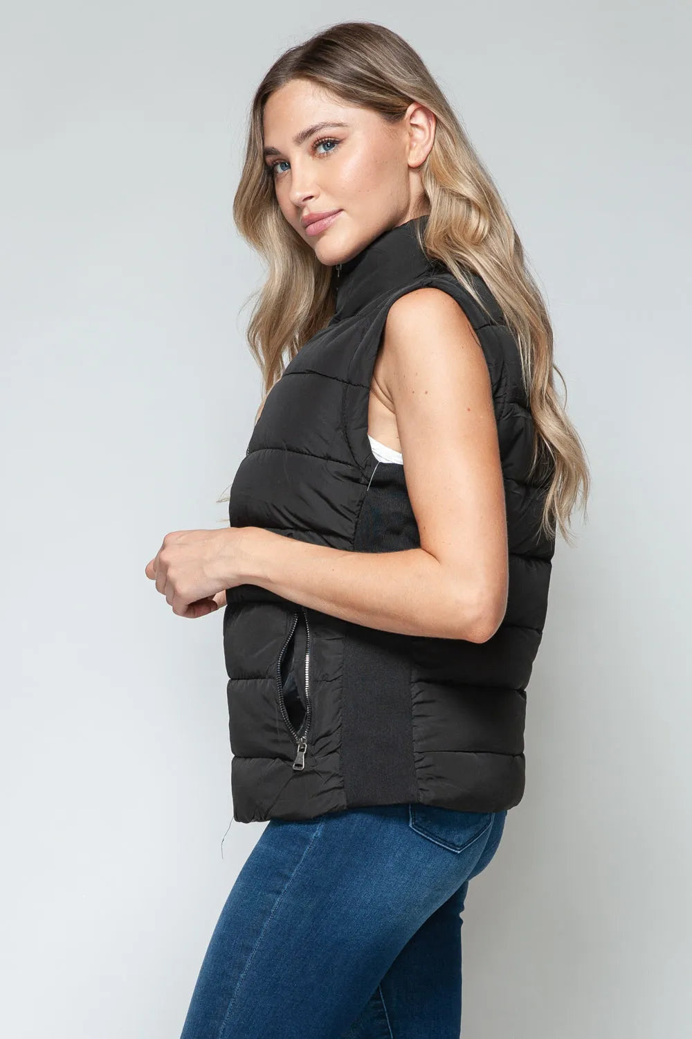 Snobbish Zip Up Turtleneck Vest with Pockets - Wellen Fashion