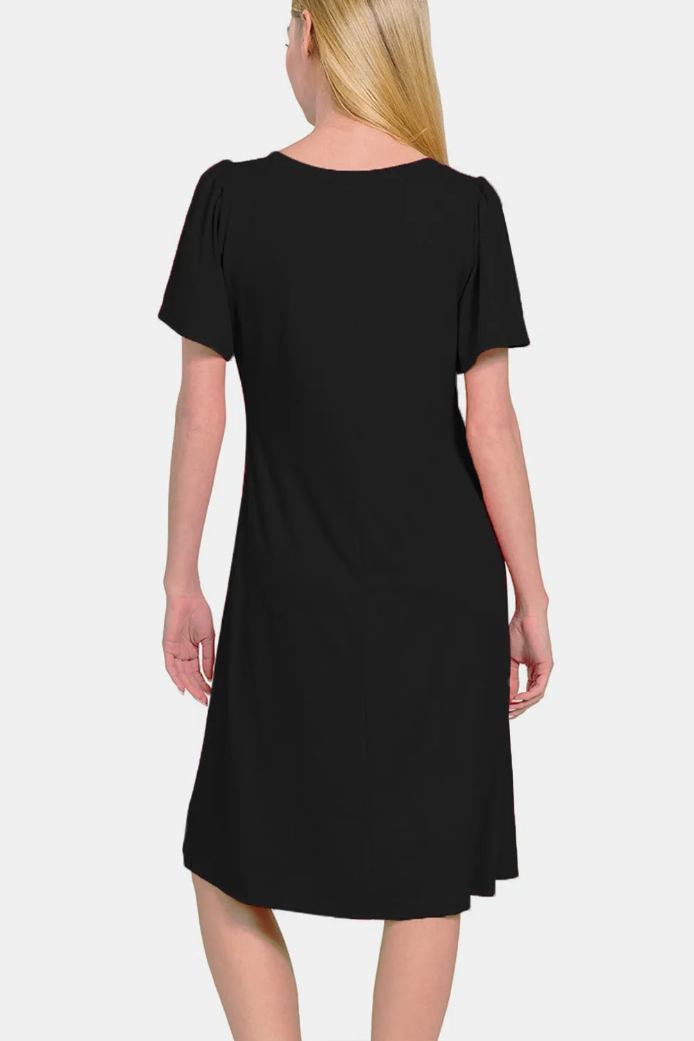 Zenana V-Neck Short Sleeve Dress - Wellen Fashion