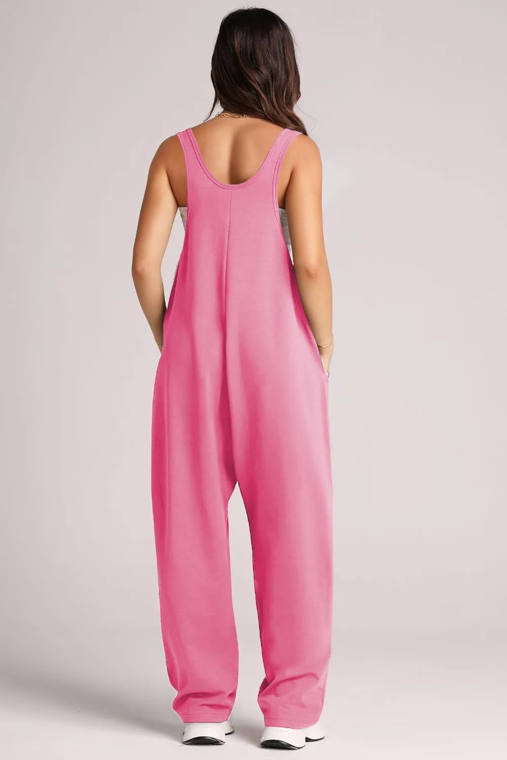 Wide Strap Jumpsuit with Pockets - Wellen Fashion