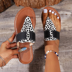 Animal Print Open Toe Sandals - Wellen Fashion