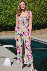 ODDI Full Size Floral Sleeveless Wide Leg Jumpsuit - Wellen Fashion