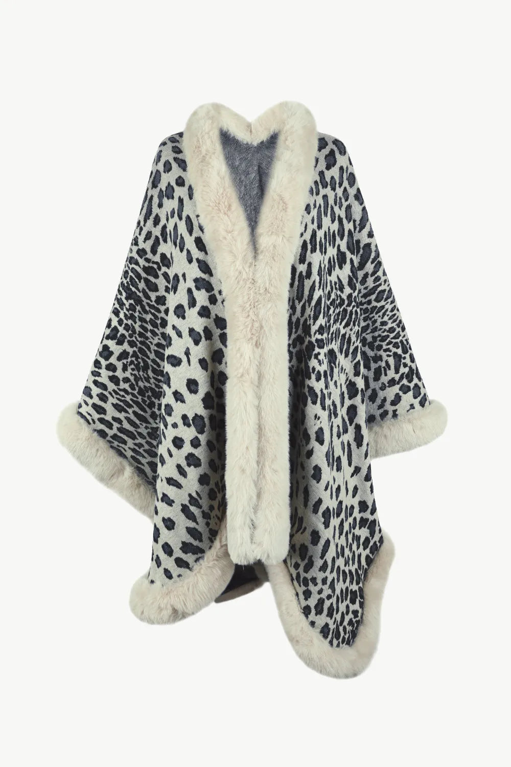 Leopard Open Front Poncho - Wellen Fashion