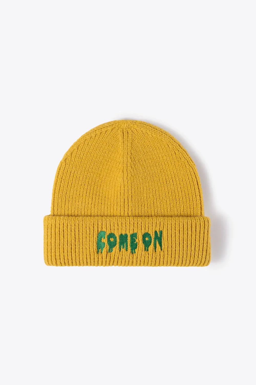 COME ON Embroidered Cuff Knit Beanie - Wellen Fashion