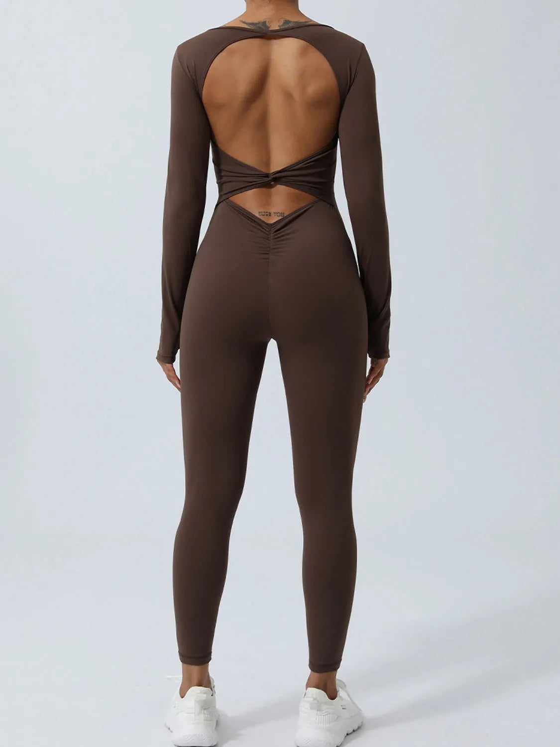 Twisted Backless Long Sleeve Jumpsuit - Wellen Fashion