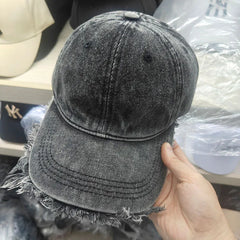 Raw Hem Cotton Baseball Cap - Wellen Fashion