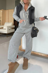 Full Size Drawstring Long Sleeve Jumpsuit - Wellen Fashion