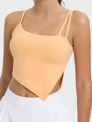 Millennia Slit Asymmetrical Neck Active Cami - Wellen Fashion