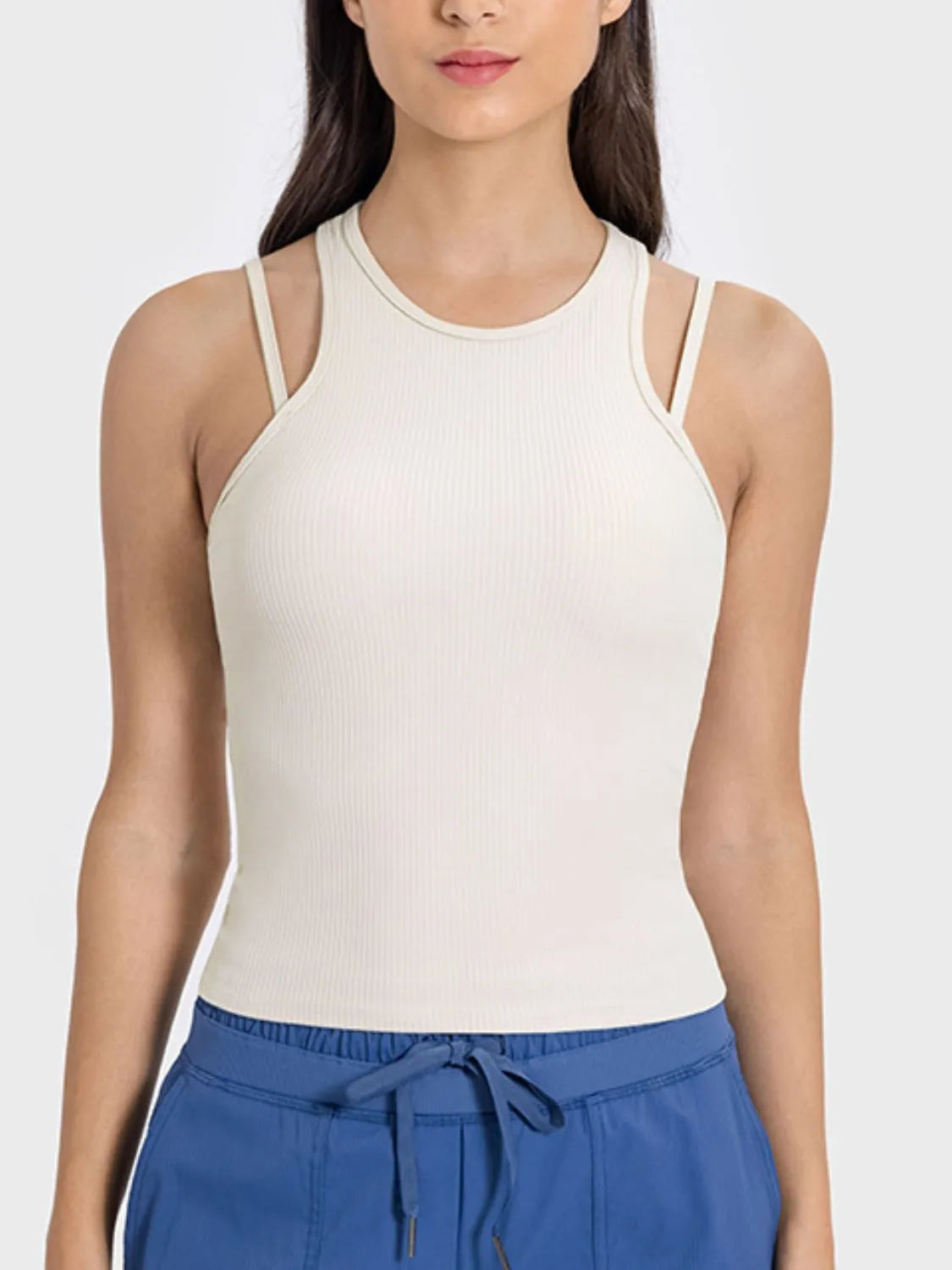 Millennia Cutout Round Neck Racerback Active Tank - Wellen Fashion