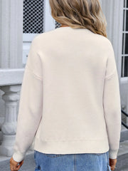 Bow Graphic Round Neck Long Sleeve Sweater - Wellen Fashion