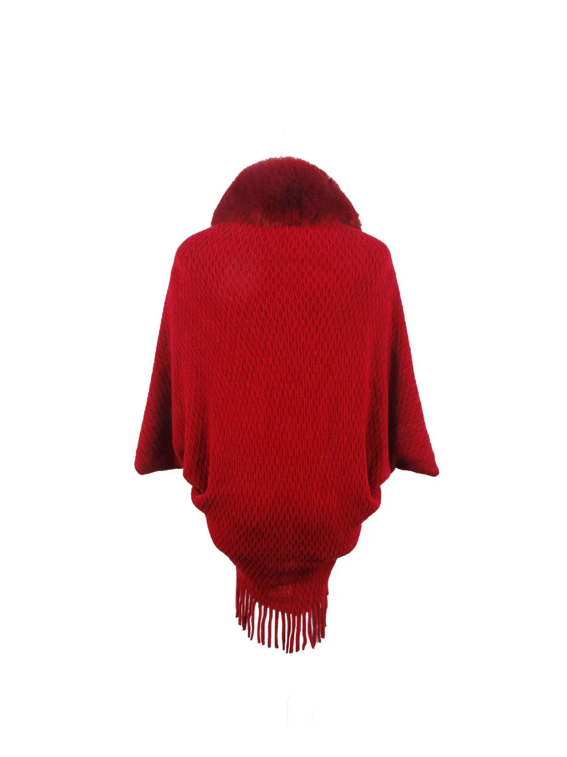 Open Front Fringe Hem Poncho - Wellen Fashion