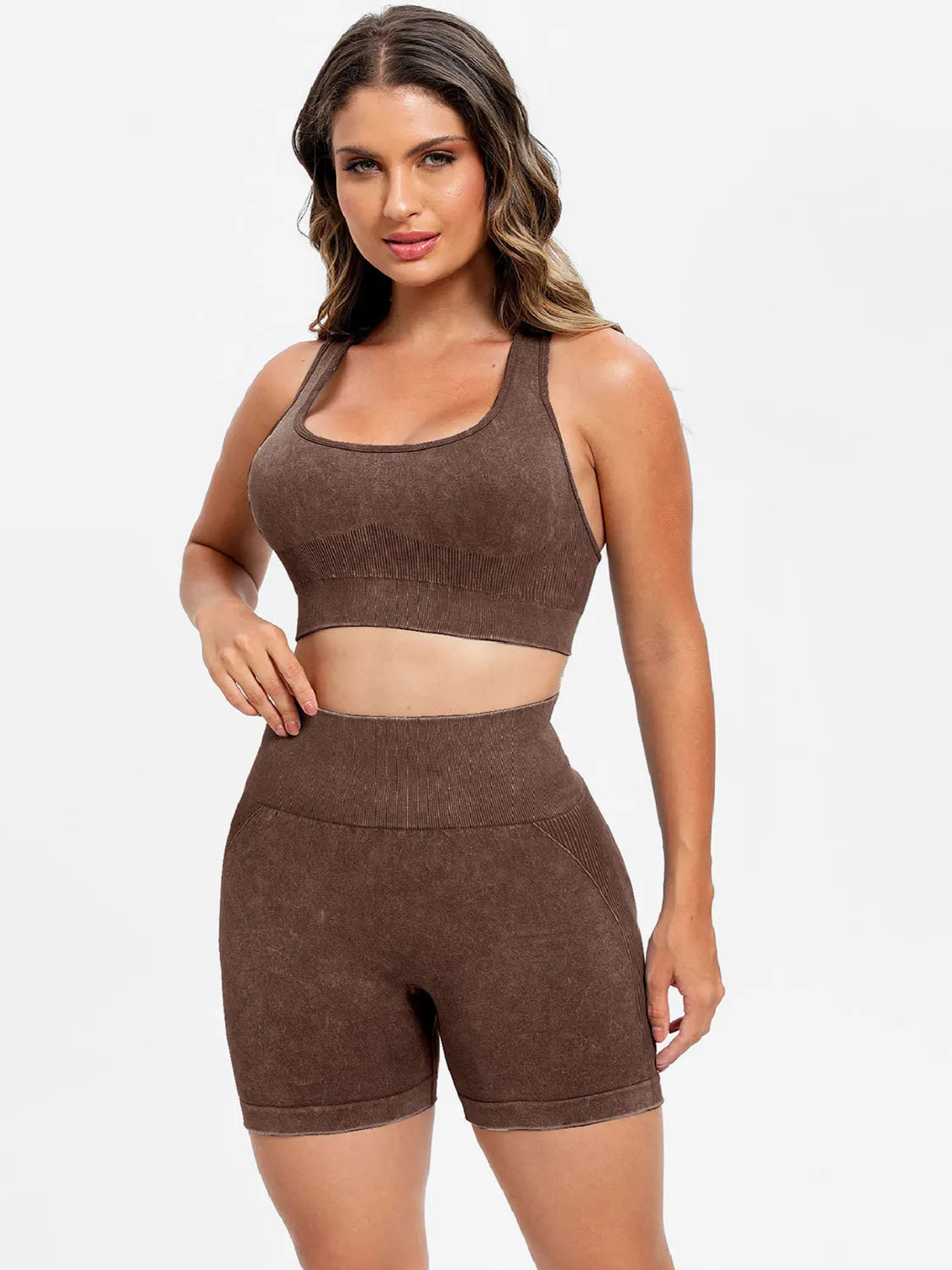 Scoop Neck Wide Strap Top and Shorts Active Set - Wellen Fashion