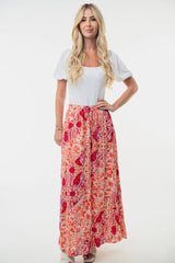 White Birch Full Size High Waisted Floral Woven Skirt - Wellen Fashion