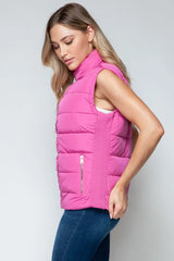 Snobbish Zip Up Turtleneck Vest with Pockets - Wellen Fashion