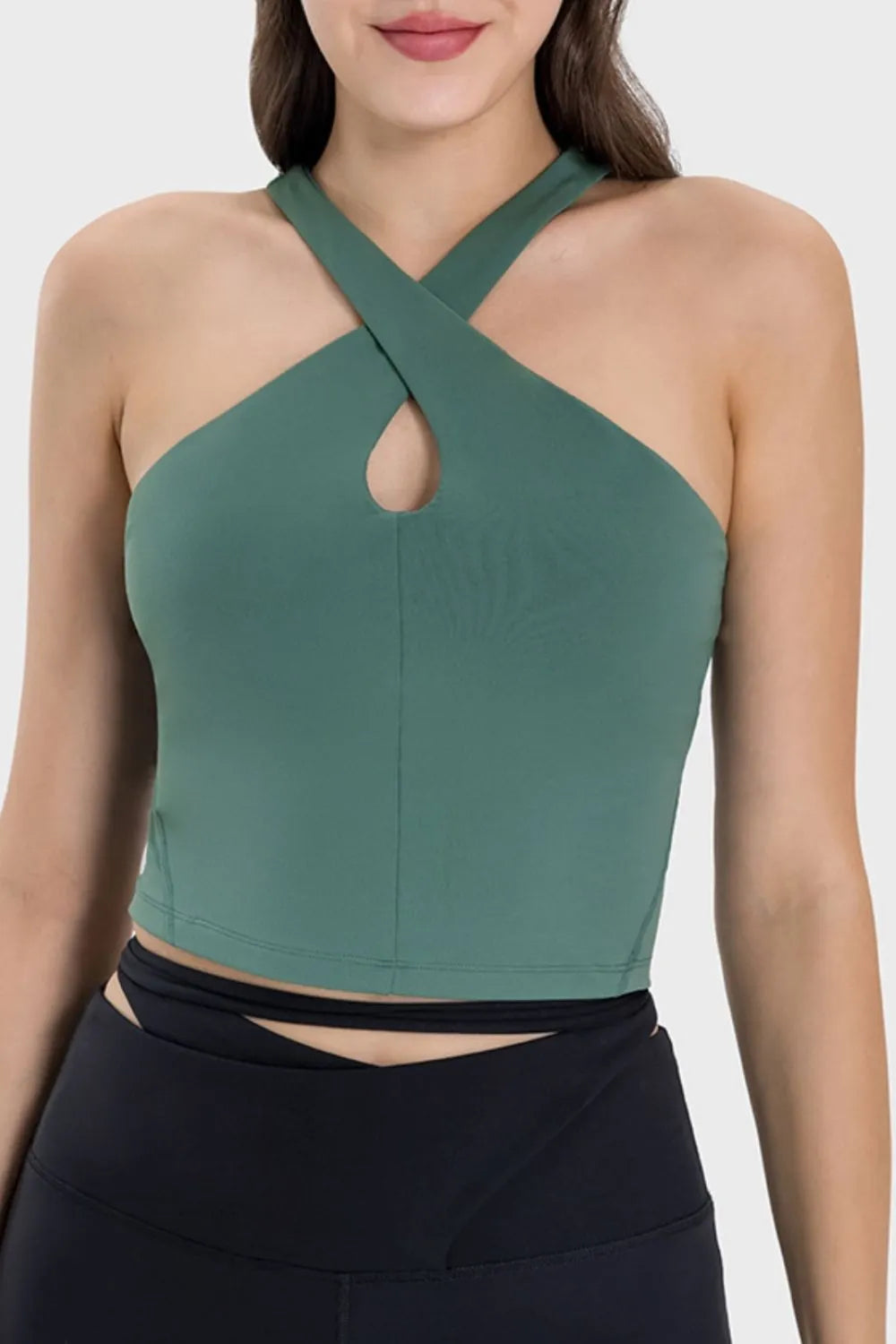 Millennia Crisscross Grecian Neck Active Cami - Wellen Fashion