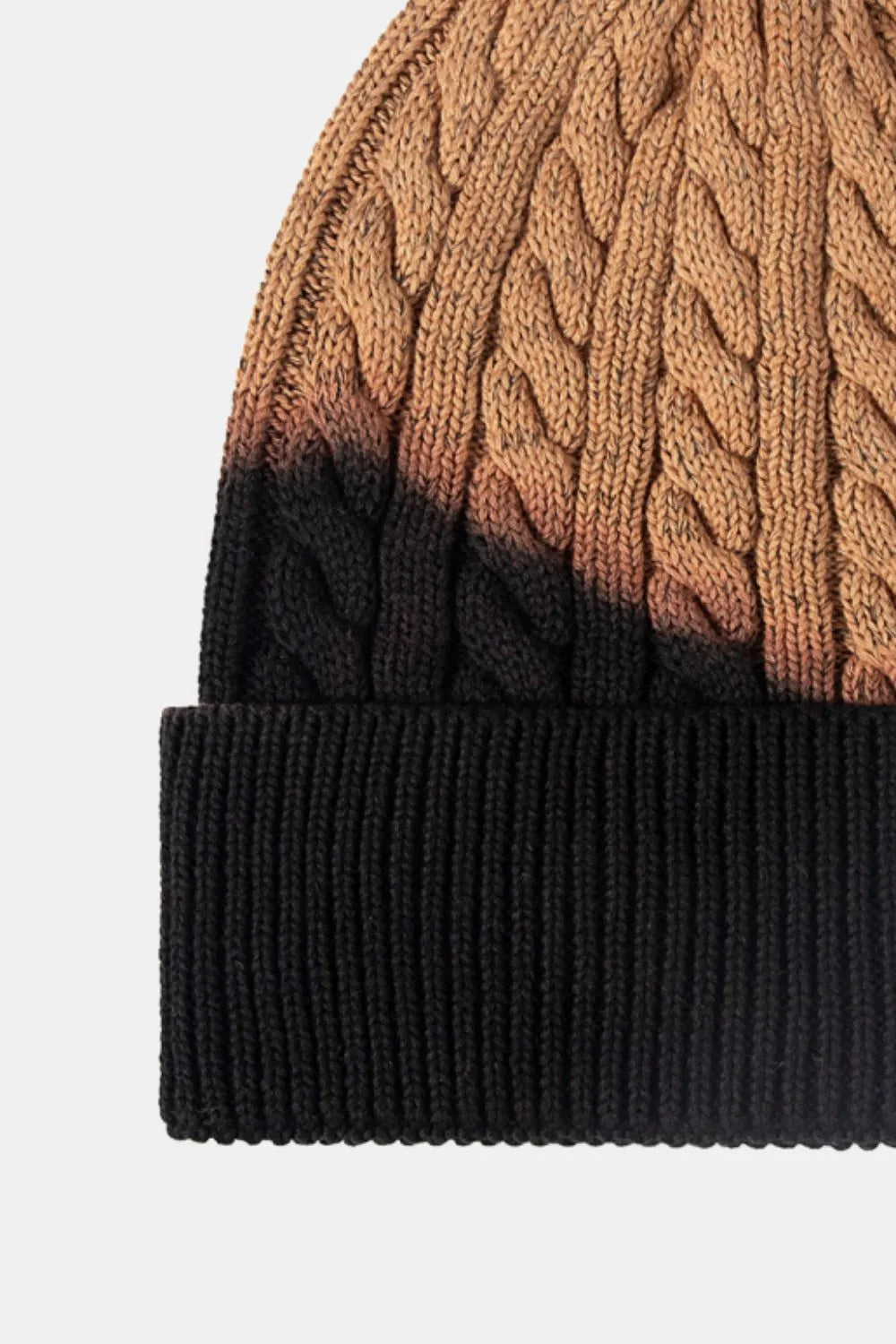 Contrast Tie-Dye Cable-Knit Cuffed Beanie - Wellen Fashion