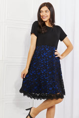 Yelete Full Size Contrasting Lace Midi Dress - Wellen Fashion