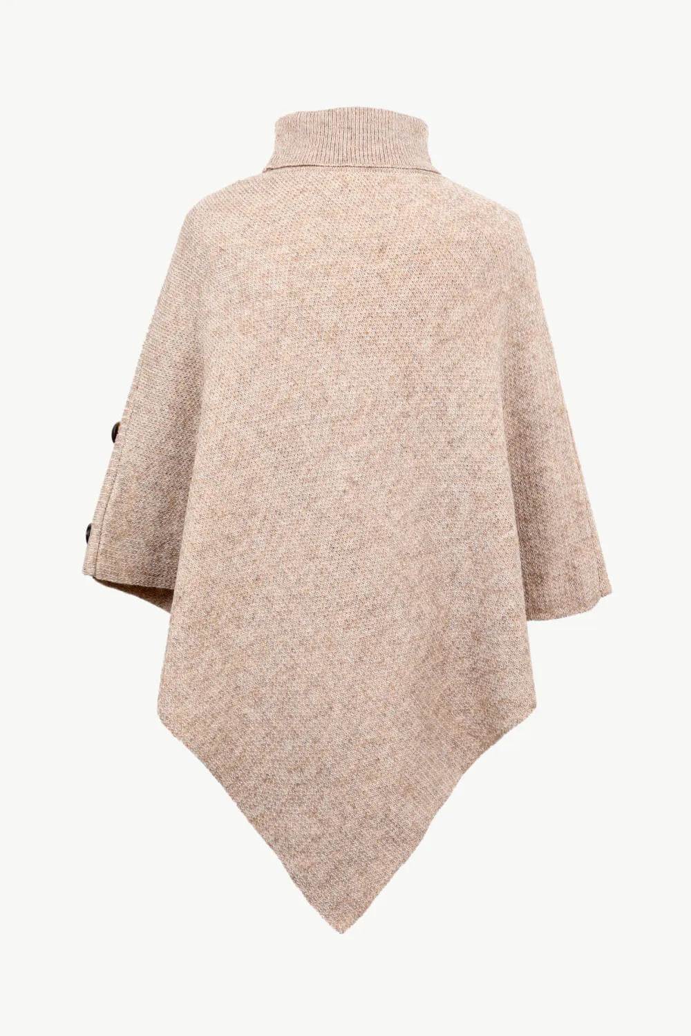 Turtleneck Buttoned Poncho - Wellen Fashion