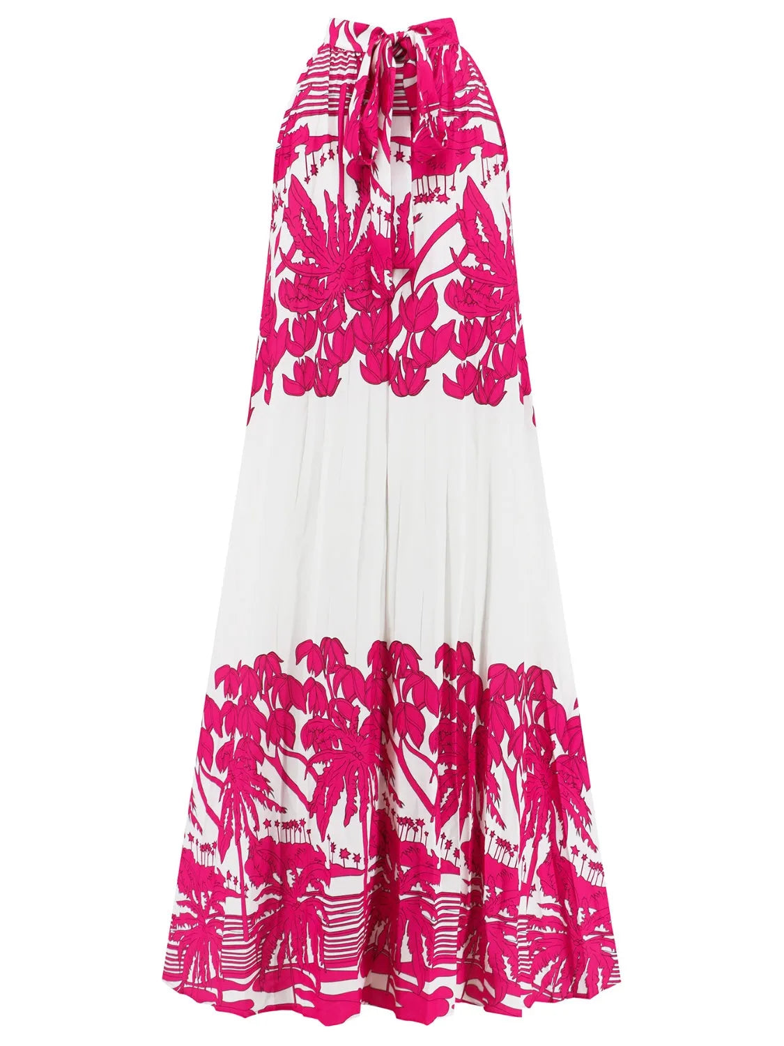 Tied Printed Sleeveless Midi Dress - Wellen Fashion