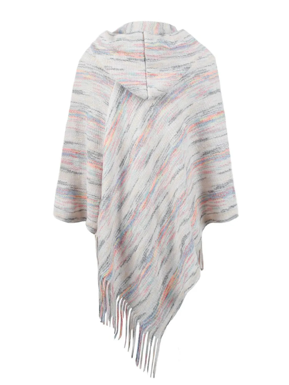 Fringe Hem Hooded Poncho - Wellen Fashion