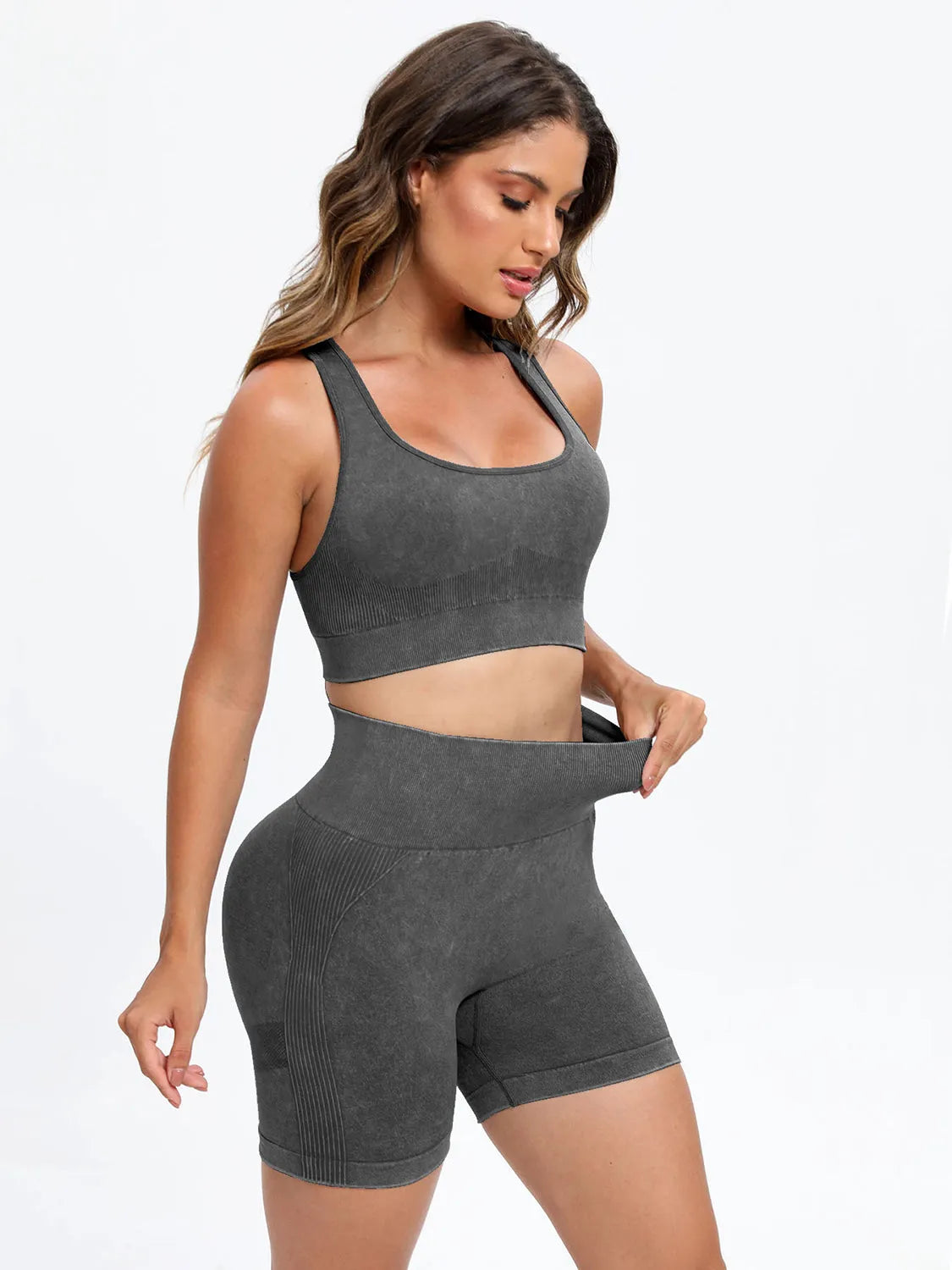 Scoop Neck Wide Strap Top and Shorts Active Set - Wellen Fashion