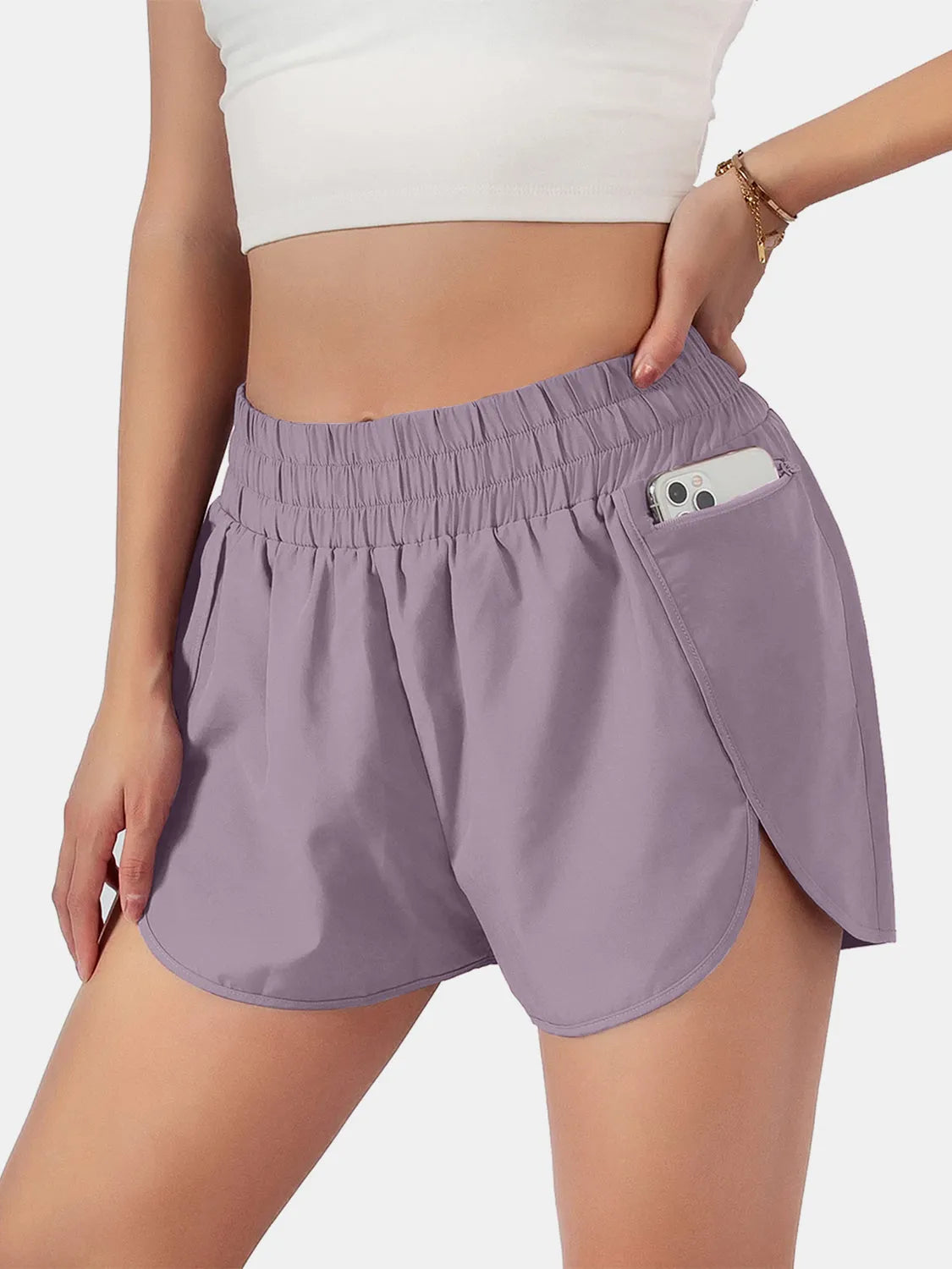 Elastic Waist Active Shorts - Wellen Fashion